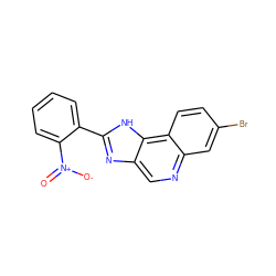 O=[N+]([O-])c1ccccc1-c1nc2cnc3cc(Br)ccc3c2[nH]1 ZINC000073221503