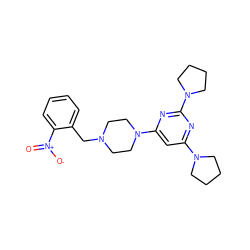 O=[N+]([O-])c1ccccc1CN1CCN(c2cc(N3CCCC3)nc(N3CCCC3)n2)CC1 ZINC001772657087