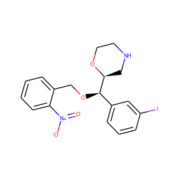 O=[N+]([O-])c1ccccc1CO[C@H](c1cccc(I)c1)[C@@H]1CNCCO1 ZINC000028881238