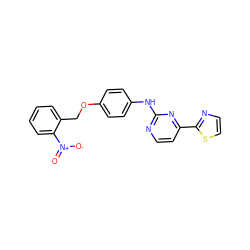 O=[N+]([O-])c1ccccc1COc1ccc(Nc2nccc(-c3nccs3)n2)cc1 ZINC000040898264