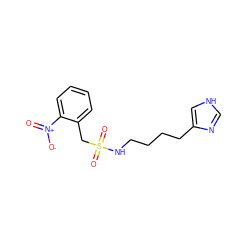 O=[N+]([O-])c1ccccc1CS(=O)(=O)NCCCCc1c[nH]cn1 ZINC000026270123