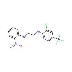 O=[N+]([O-])c1ccccc1NCCNc1ncc(C(F)(F)F)cc1Cl ZINC000020366025