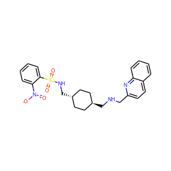 O=[N+]([O-])c1ccccc1S(=O)(=O)NC[C@H]1CC[C@H](CNCc2ccc3ccccc3n2)CC1 ZINC000253633293