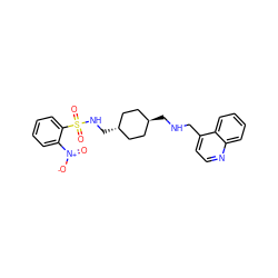 O=[N+]([O-])c1ccccc1S(=O)(=O)NC[C@H]1CC[C@H](CNCc2ccnc3ccccc23)CC1 ZINC000253700271