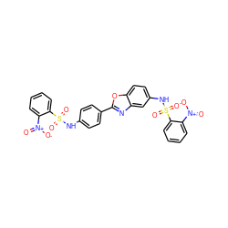 O=[N+]([O-])c1ccccc1S(=O)(=O)Nc1ccc(-c2nc3cc(NS(=O)(=O)c4ccccc4[N+](=O)[O-])ccc3o2)cc1 ZINC001772569901