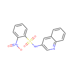 O=[N+]([O-])c1ccccc1S(=O)(=O)Nc1cnc2ccccc2c1 ZINC000068367482