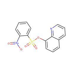 O=[N+]([O-])c1ccccc1S(=O)(=O)Oc1cccc2cccnc12 ZINC000003471389