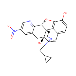 O=[N+]([O-])c1cnc2c(c1)C[C@@]1(O)[C@H]3Cc4ccc(O)c5c4[C@@]1(CCN3CC1CC1)[C@H]2O5 ZINC000013487523