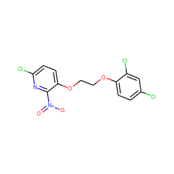 O=[N+]([O-])c1nc(Cl)ccc1OCCOc1ccc(Cl)cc1Cl ZINC000073220942