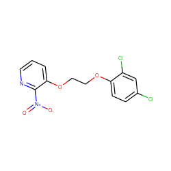 O=[N+]([O-])c1ncccc1OCCOc1ccc(Cl)cc1Cl ZINC000057471156