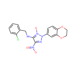 O=[N+]([O-])c1nn(-c2ccc3c(c2)OCCO3)[n+]([O-])c1NCc1ccccc1Cl ZINC000004831871