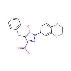 O=[N+]([O-])c1nn(-c2ccc3c(c2)OCCO3)[n+]([O-])c1Nc1ccccc1 ZINC000004822004