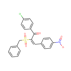 O=C(/C(=C\c1ccc([N+](=O)[O-])cc1)S(=O)(=O)Cc1ccccc1)c1ccc(Cl)cc1 ZINC000073279915