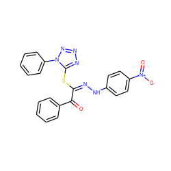 O=C(/C(=N\Nc1ccc([N+](=O)[O-])cc1)Sc1nnnn1-c1ccccc1)c1ccccc1 ZINC000096129277