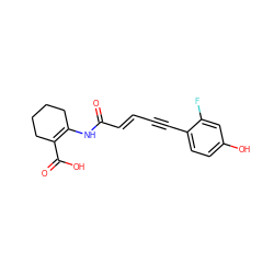 O=C(/C=C/C#Cc1ccc(O)cc1F)NC1=C(C(=O)O)CCCC1 ZINC001772646218