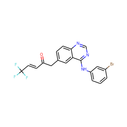 O=C(/C=C/C(F)(F)F)Cc1ccc2ncnc(Nc3cccc(Br)c3)c2c1 ZINC000040860290