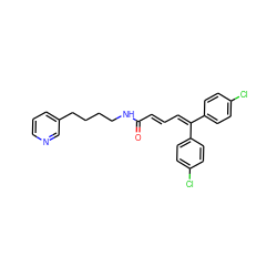 O=C(/C=C/C=C(c1ccc(Cl)cc1)c1ccc(Cl)cc1)NCCCCc1cccnc1 ZINC000029488166