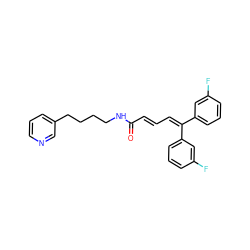 O=C(/C=C/C=C(c1cccc(F)c1)c1cccc(F)c1)NCCCCc1cccnc1 ZINC000001550971