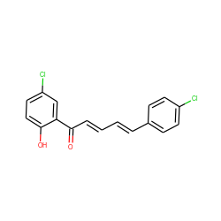 O=C(/C=C/C=C/c1ccc(Cl)cc1)c1cc(Cl)ccc1O ZINC000095592504