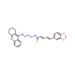 O=C(/C=C/C=C/c1ccc2c(c1)OCO2)NCCCNc1c2c(nc3ccccc13)CCCC2 ZINC000653707718