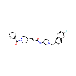 O=C(/C=C/C1CCN(C(=O)c2ccccc2)CC1)N[C@@H]1CCN(Cc2ccc3cc(F)ccc3c2)C1 ZINC000043122228