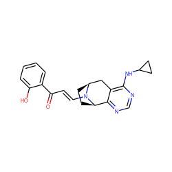 O=C(/C=C/N1[C@H]2CC[C@@H]1c1ncnc(NC3CC3)c1C2)c1ccccc1O ZINC000584904883