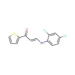 O=C(/C=C/Nc1ccc(F)cc1F)c1cccs1 ZINC000001121866