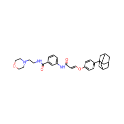 O=C(/C=C/Oc1ccc(C23CC4CC(CC(C4)C2)C3)cc1)Nc1cccc(C(=O)NCCN2CCOCC2)c1 ZINC000095575699