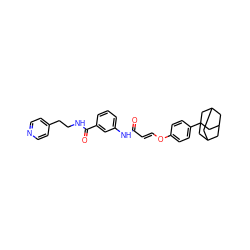 O=C(/C=C/Oc1ccc(C23CC4CC(CC(C4)C2)C3)cc1)Nc1cccc(C(=O)NCCc2ccncc2)c1 ZINC000095579878