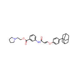 O=C(/C=C/Oc1ccc(C23CC4CC(CC(C4)C2)C3)cc1)Nc1cccc(C(=O)OCCN2CCCC2)c1 ZINC000095577938