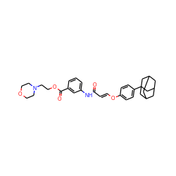 O=C(/C=C/Oc1ccc(C23CC4CC(CC(C4)C2)C3)cc1)Nc1cccc(C(=O)OCCN2CCOCC2)c1 ZINC000095579623