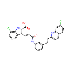 O=C(/C=C/c1c(C(=O)O)[nH]c2c(Cl)cccc12)Nc1cccc(/C=C/c2ccc3ccc(Cl)cc3n2)c1 ZINC000653816953