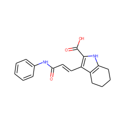 O=C(/C=C/c1c(C(=O)O)[nH]c2c1CCCC2)Nc1ccccc1 ZINC000013778819