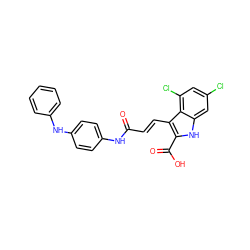 O=C(/C=C/c1c(C(=O)O)[nH]c2cc(Cl)cc(Cl)c12)Nc1ccc(Nc2ccccc2)cc1 ZINC000013761299