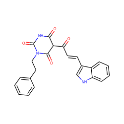 O=C(/C=C/c1c[nH]c2ccccc12)C1C(=O)NC(=O)N(CCc2ccccc2)C1=O ZINC000101826751