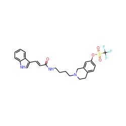 O=C(/C=C/c1c[nH]c2ccccc12)NCCCCN1CCc2ccc(OS(=O)(=O)C(F)(F)F)cc2C1 ZINC000014096587