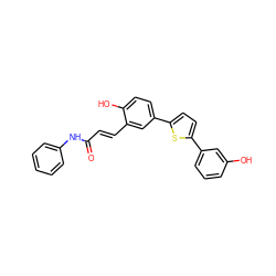 O=C(/C=C/c1cc(-c2ccc(-c3cccc(O)c3)s2)ccc1O)Nc1ccccc1 ZINC000045284646