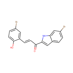 O=C(/C=C/c1cc(Br)ccc1O)c1cc2ccc(Br)cc2[nH]1 ZINC001772647862