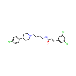 O=C(/C=C/c1cc(Cl)cc(Cl)c1)NCCCCN1CCC(c2ccc(Cl)cc2)CC1 ZINC000028957560