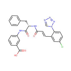 O=C(/C=C/c1cc(Cl)ccc1-n1cnnn1)N[C@@H](Cc1ccccc1)C(=O)Nc1cccc(C(=O)O)c1 ZINC000139841022