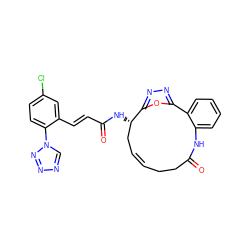 O=C(/C=C/c1cc(Cl)ccc1-n1cnnn1)N[C@H]1C/C=C/CCC(=O)Nc2ccccc2-c2nnc1o2 ZINC000114227450