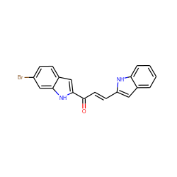 O=C(/C=C/c1cc2ccccc2[nH]1)c1cc2ccc(Br)cc2[nH]1 ZINC001772599188