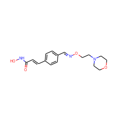 O=C(/C=C/c1ccc(/C=N/OCCN2CCOCC2)cc1)NO ZINC000040408107