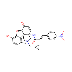 O=C(/C=C/c1ccc([N+](=O)[O-])cc1)N[C@@]12C=CC(=O)[C@@H]3Oc4c(O)ccc5c4[C@]31CCN(CC1CC1)[C@H]2C5 ZINC000169371021