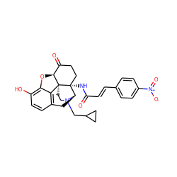 O=C(/C=C/c1ccc([N+](=O)[O-])cc1)N[C@@]12CCC(=O)[C@@H]3Oc4c(O)ccc5c4[C@@]31CCN(CC1CC1)[C@@H]2C5 ZINC000026940446