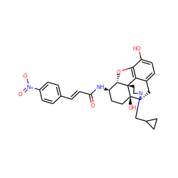 O=C(/C=C/c1ccc([N+](=O)[O-])cc1)N[C@@H]1CC[C@@]2(O)[C@H]3Cc4ccc(O)c5c4[C@@]2(CCN3CC2CC2)[C@H]1O5 ZINC000029413339