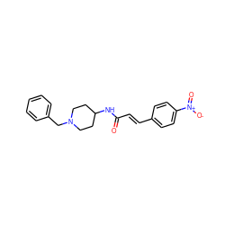 O=C(/C=C/c1ccc([N+](=O)[O-])cc1)NC1CCN(Cc2ccccc2)CC1 ZINC000015564700