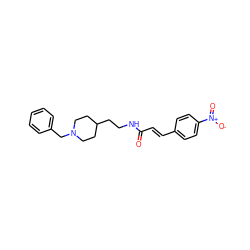 O=C(/C=C/c1ccc([N+](=O)[O-])cc1)NCCC1CCN(Cc2ccccc2)CC1 ZINC000653887809