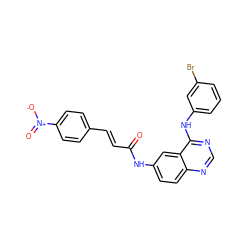 O=C(/C=C/c1ccc([N+](=O)[O-])cc1)Nc1ccc2ncnc(Nc3cccc(Br)c3)c2c1 ZINC000072105949