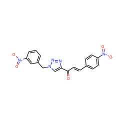 O=C(/C=C/c1ccc([N+](=O)[O-])cc1)c1cn(Cc2cccc([N+](=O)[O-])c2)nn1 ZINC000141516689